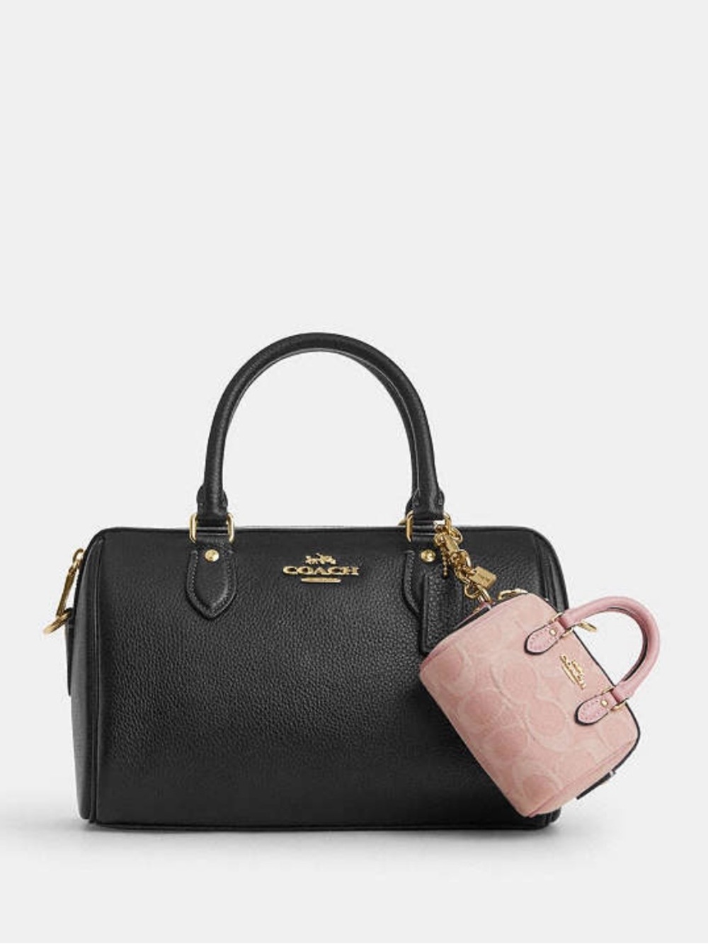 Coach Pink Mini Signature Dome Key Charm with Gold Hardware - Picture 6 of 9